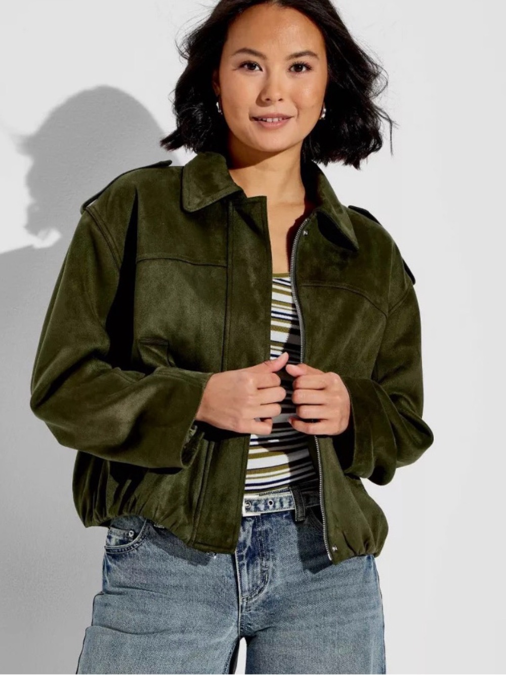 Women's Bubble Hem Faux Suede Jacket - Wild Fable
